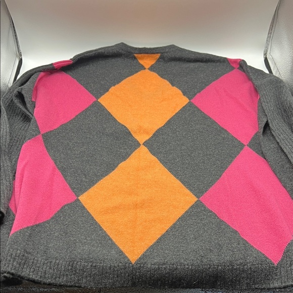 Cullen Unisex CASHMERE  Argyle V-Neck Oversized Sweater Small - Picture 4 of 4